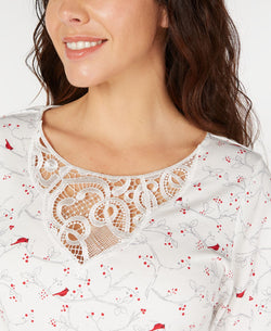 Charter Club Cotton Lace-trim Printed Nightgown Cardinal thumbnail 3