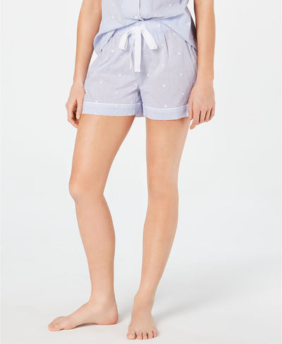 Charter Club Cotton Pajama Shorts in Embroidery Stripe Blue