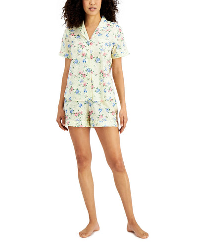 Charter Club Cotton Swiss Dot Shorts Pajama Set Floral Clip Dot