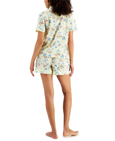 Charter Club Cotton Swiss Dot Shorts Pajama Set Floral Clip Dot