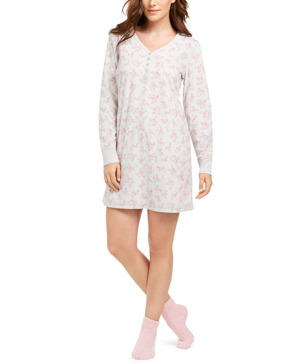 Charter Club Cozy Fleece Waffle Knit Sleepshirt Nightgown & Socks Set Vinyard Floral