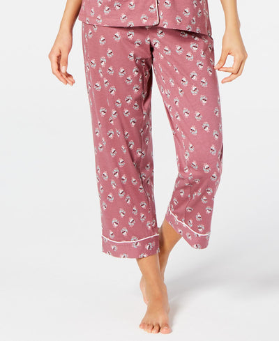 Charter Club Cropped Printed Pajama Pants Floral Stamp