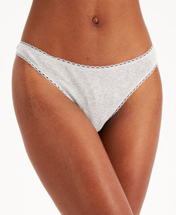 Charter Club Everyday Cotton Wo Lace-trim Thong Hthr Storm thumbnail 1