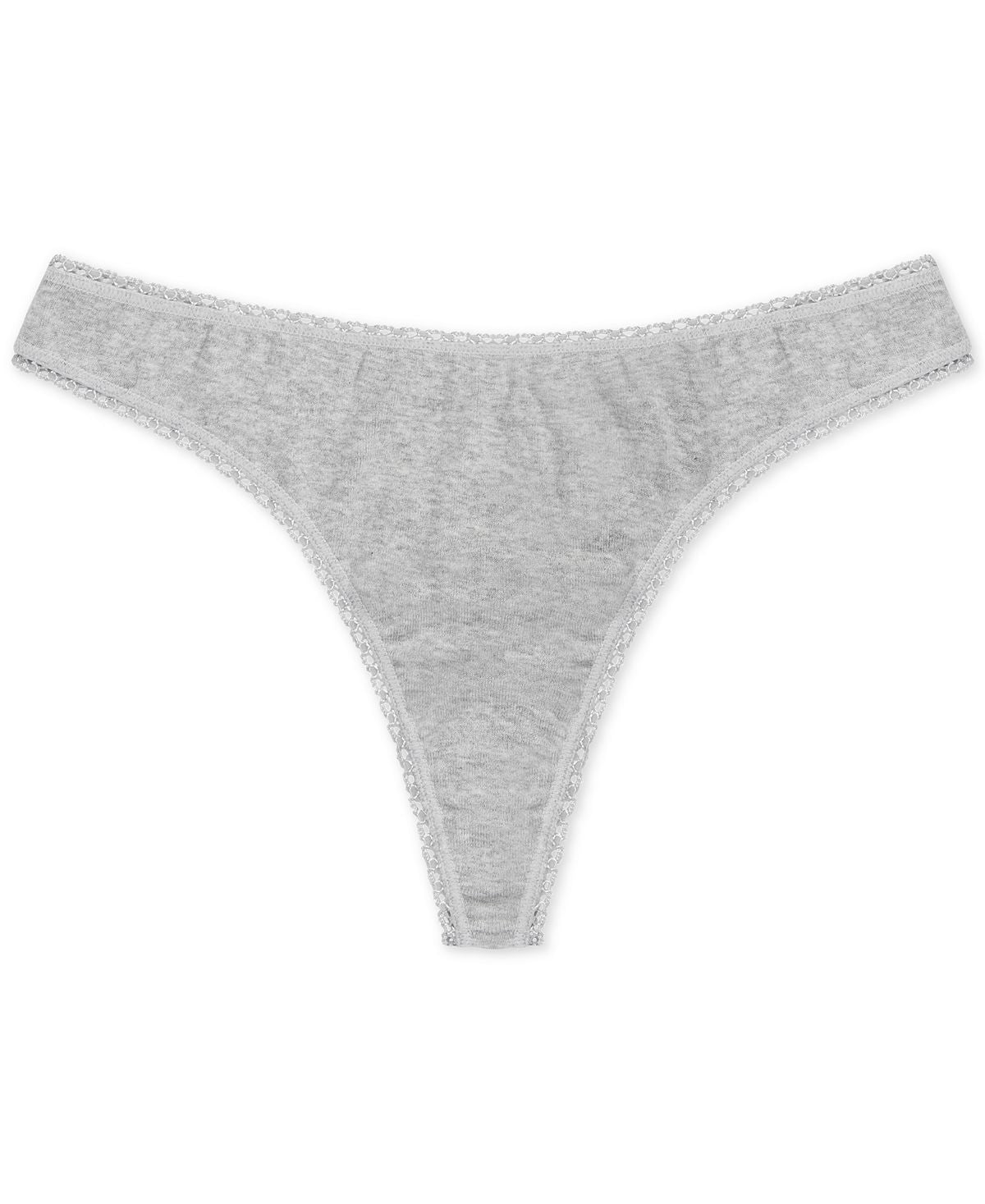 Charter Club Everyday Cotton Wo Lace-trim Thong Hthr Storm