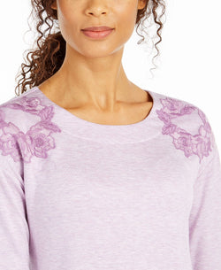 Charter Club Floral-embroidered Sleepshirt Nightgown Lilac Petal thumbnail 2