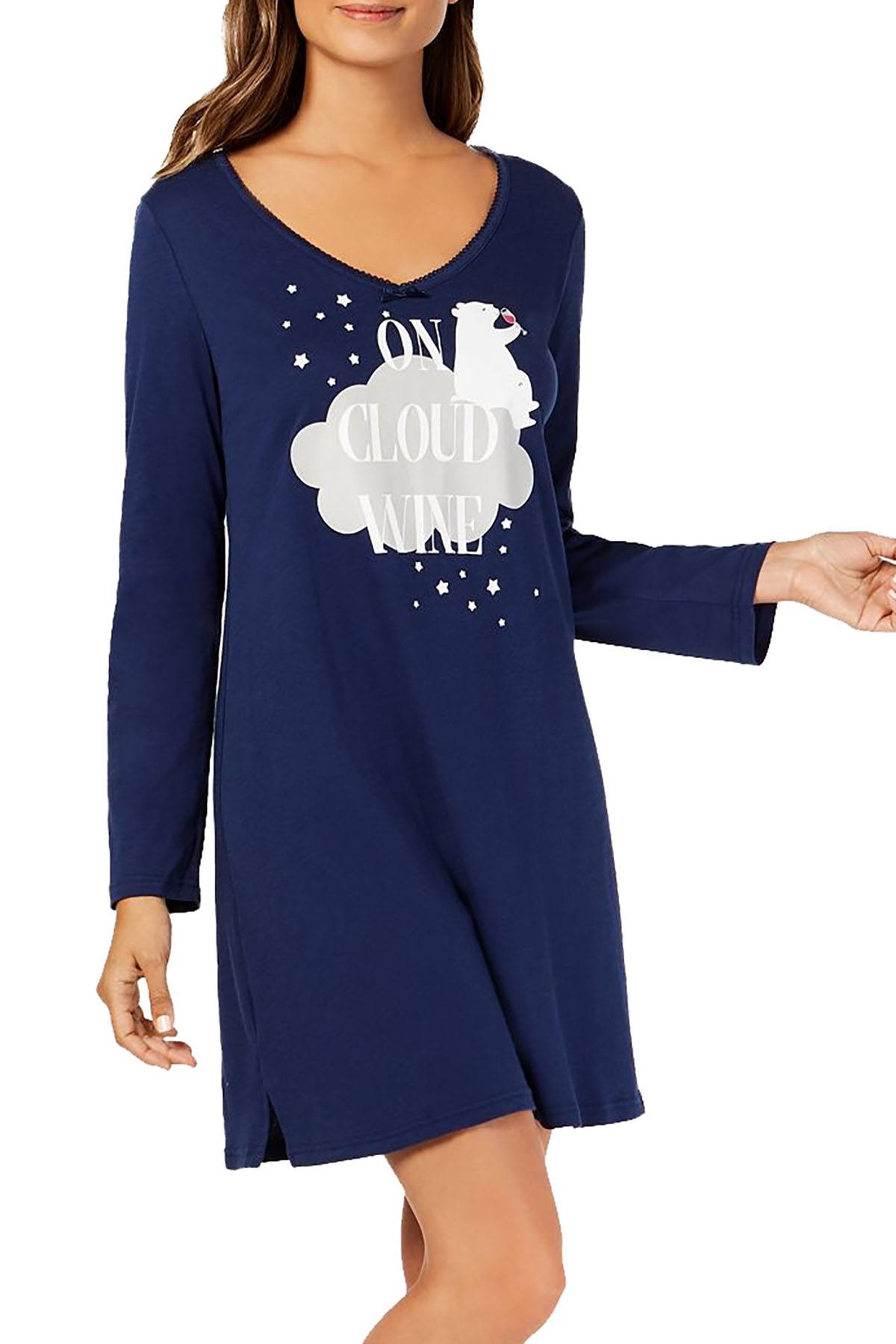Charter Club Graphic Print Sleepshirt in Navy Cloud Wine