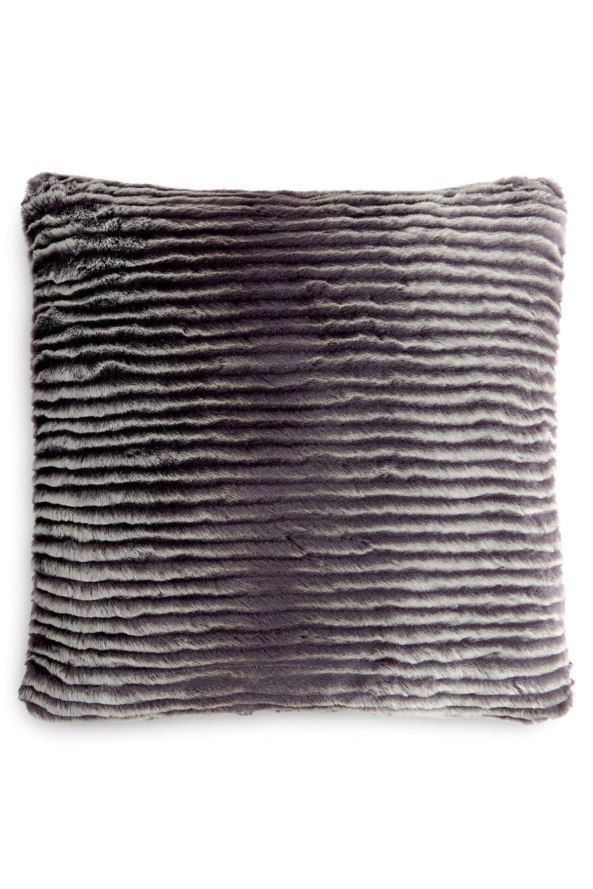 Charter Club Grey Eyelash Stripe Faux-Fur Pillow