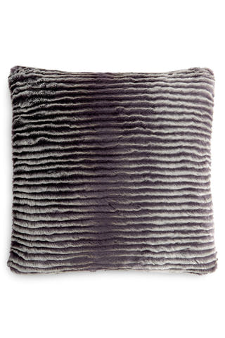 Charter Club Grey Eyelash Stripe Faux-Fur Pillow