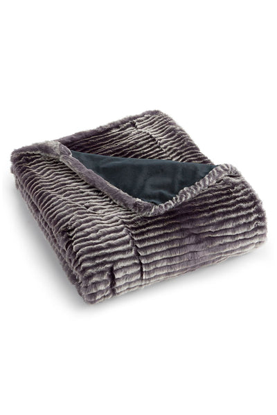 Charter Club Grey Eyelash Stripe Faux-Fur Throw