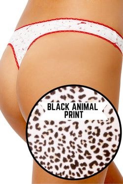 Charter Club Intimates Black/Animal Pretty Cotton Thong thumbnail 4
