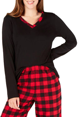 Charter Club Intimates Black/Buffalo Check V-Neck Pajama Top thumbnail 1