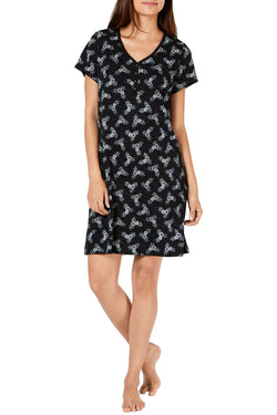 Charter Club Intimates Black Celestial Floral Printed Knit Sleepshirt thumbnail 2