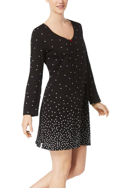 Charter Club Intimates Black Falling-Stars Graphic-Print Cotton Sleepshirt thumbnail 1