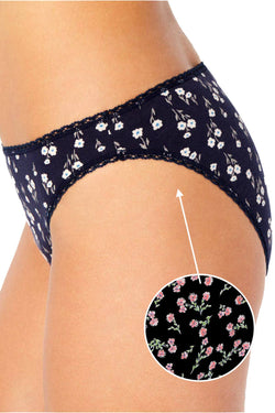 Charter Club Intimates Black Floral Pretty Cotton Bikini Brief thumbnail 2