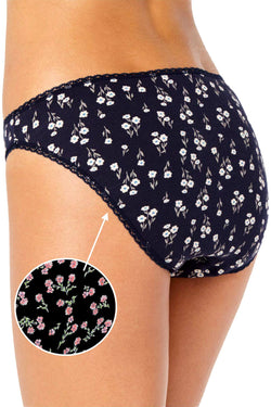 Charter Club Intimates Black Floral Pretty Cotton Bikini Brief thumbnail 3