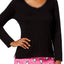 Charter Club Intimates Black Metallic-Trim Long-Sleeve Lounge Tee