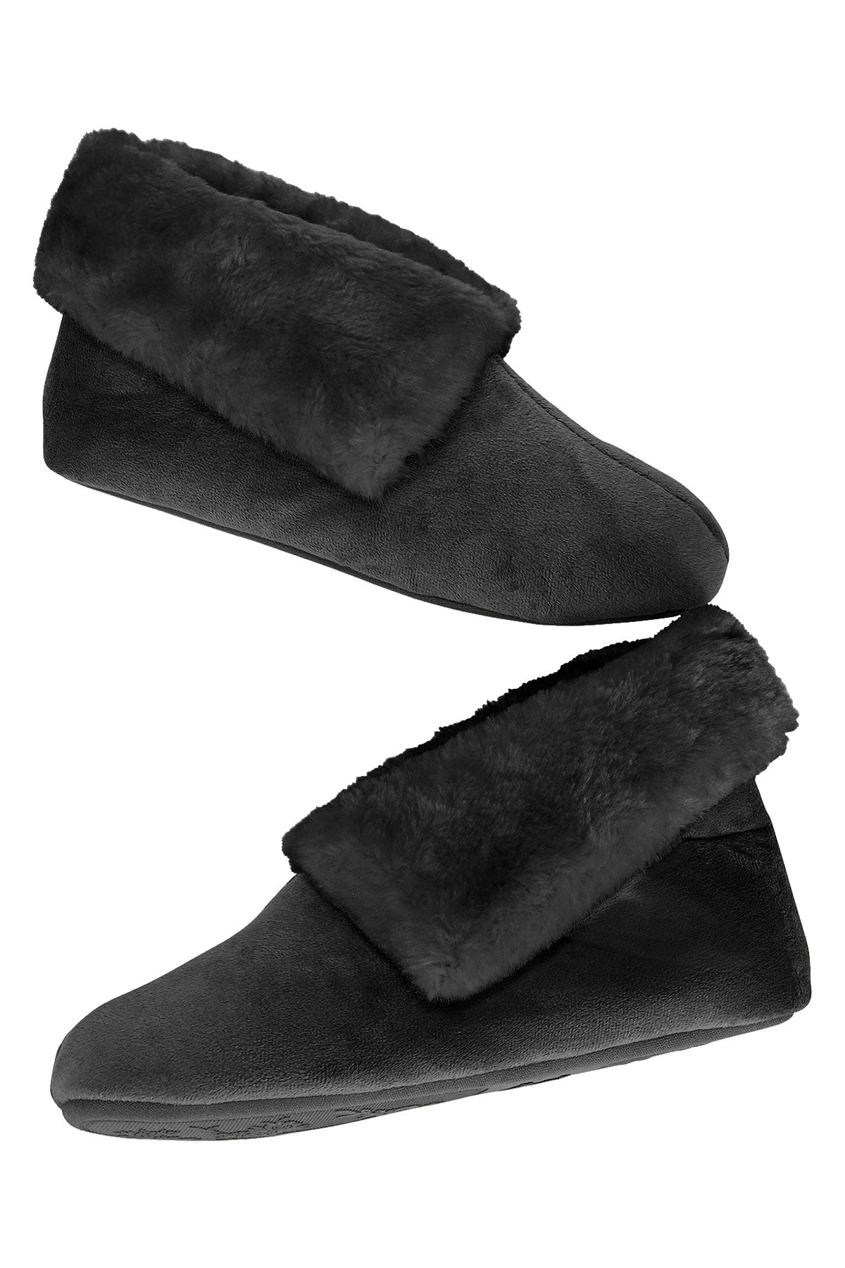Charter Club Intimates Black Microvelour Memory Foam Bootie Slippers