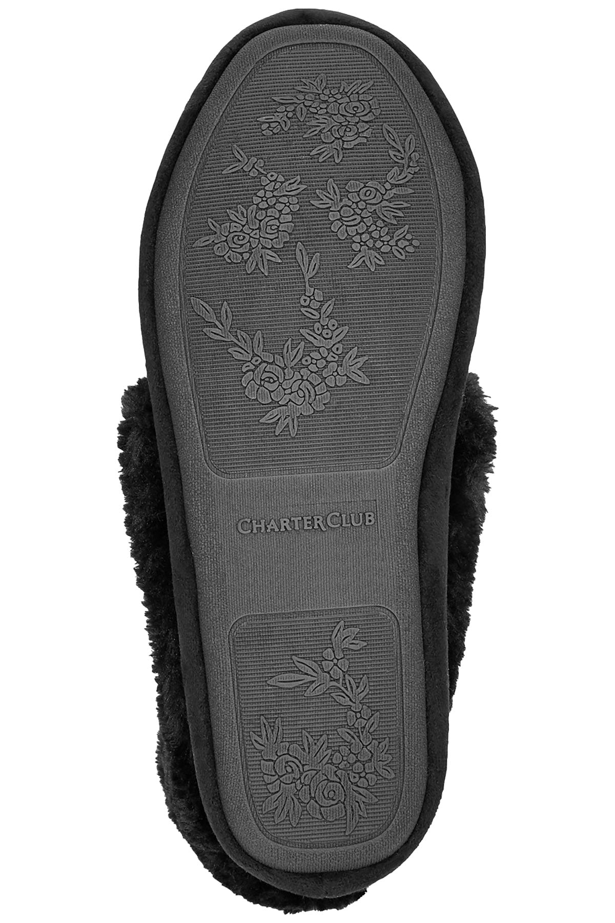 Charter Club Intimates Black Microvelour Memory Foam Bootie Slippers