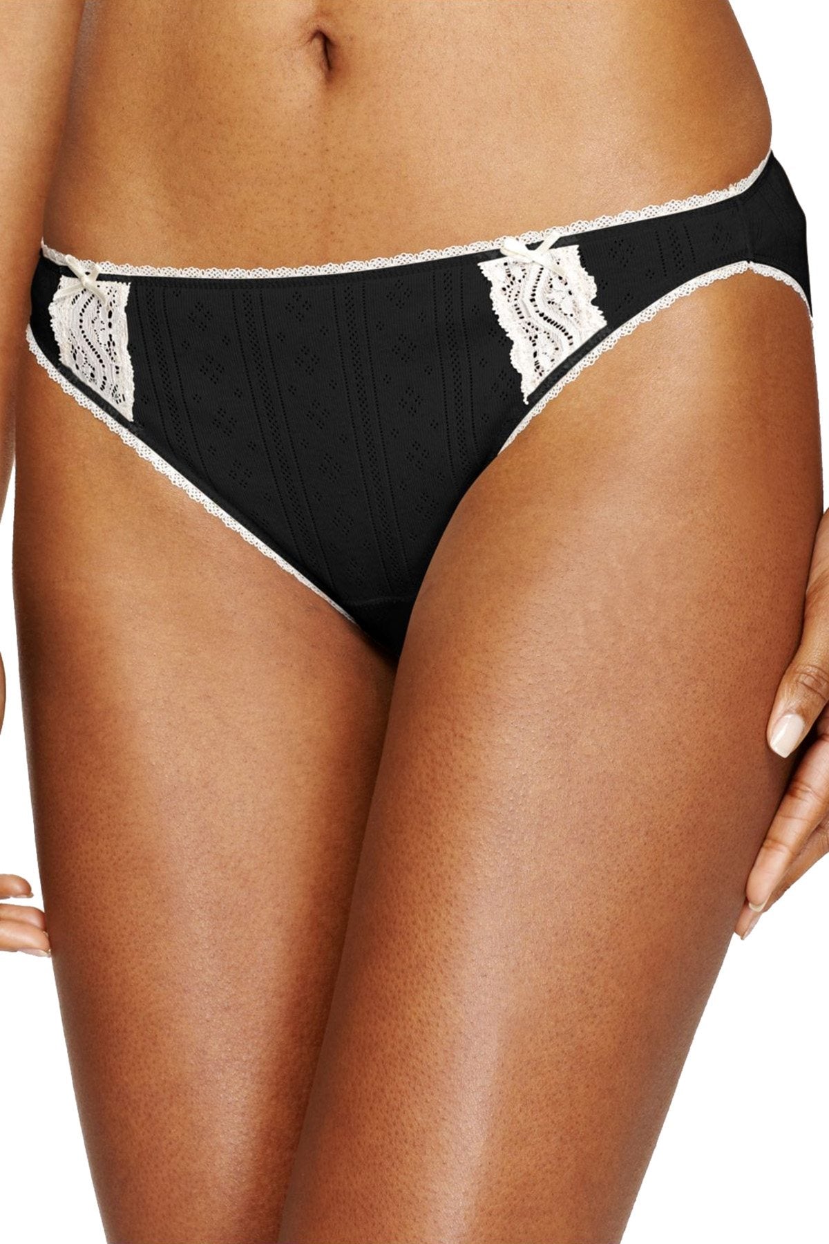 Charter Club Intimates Black Pointelle Cotton Bikini Brief