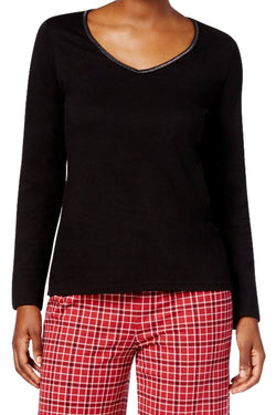 Charter Club Intimates Black Top & Red Small-Grid Plaid-Printed Pant PJ Set thumbnail 2