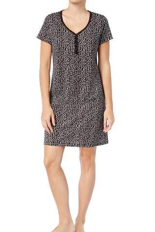 Charter Club Intimates Black/White Linear-Vine Printed Sleepshirt