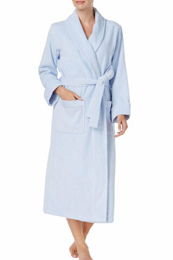 Charter Club Intimates Blue-Alder Luxe Cotton Terry Long Wrap Robe thumbnail 1