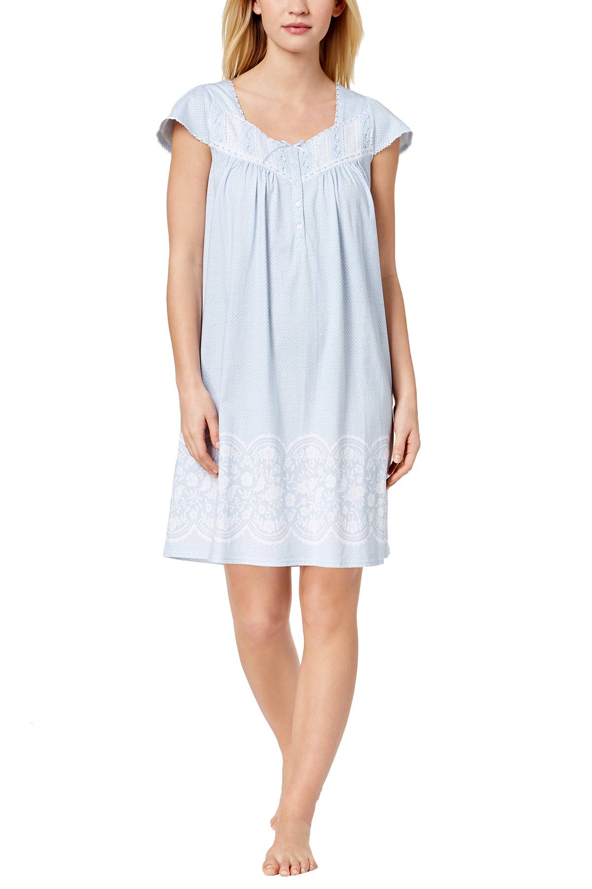 Charter Club Intimates Blue-Dots Embroidered Cotton Nightgown