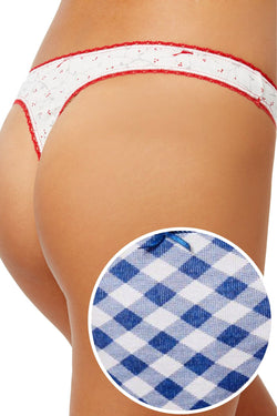 Charter Club Intimates Blue Gingham Thong thumbnail 2