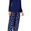 Charter Club Intimates Blue-Reindeer Flannel Mix-It Top and Printed Pant Pajama Set