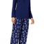 Charter Club Intimates Blue-Reindeer Flannel Mix-It Top and Printed Pant Pajama Set