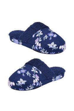Charter Club Intimates Blue Rose-Garden Floral Flannel Slippers thumbnail 1