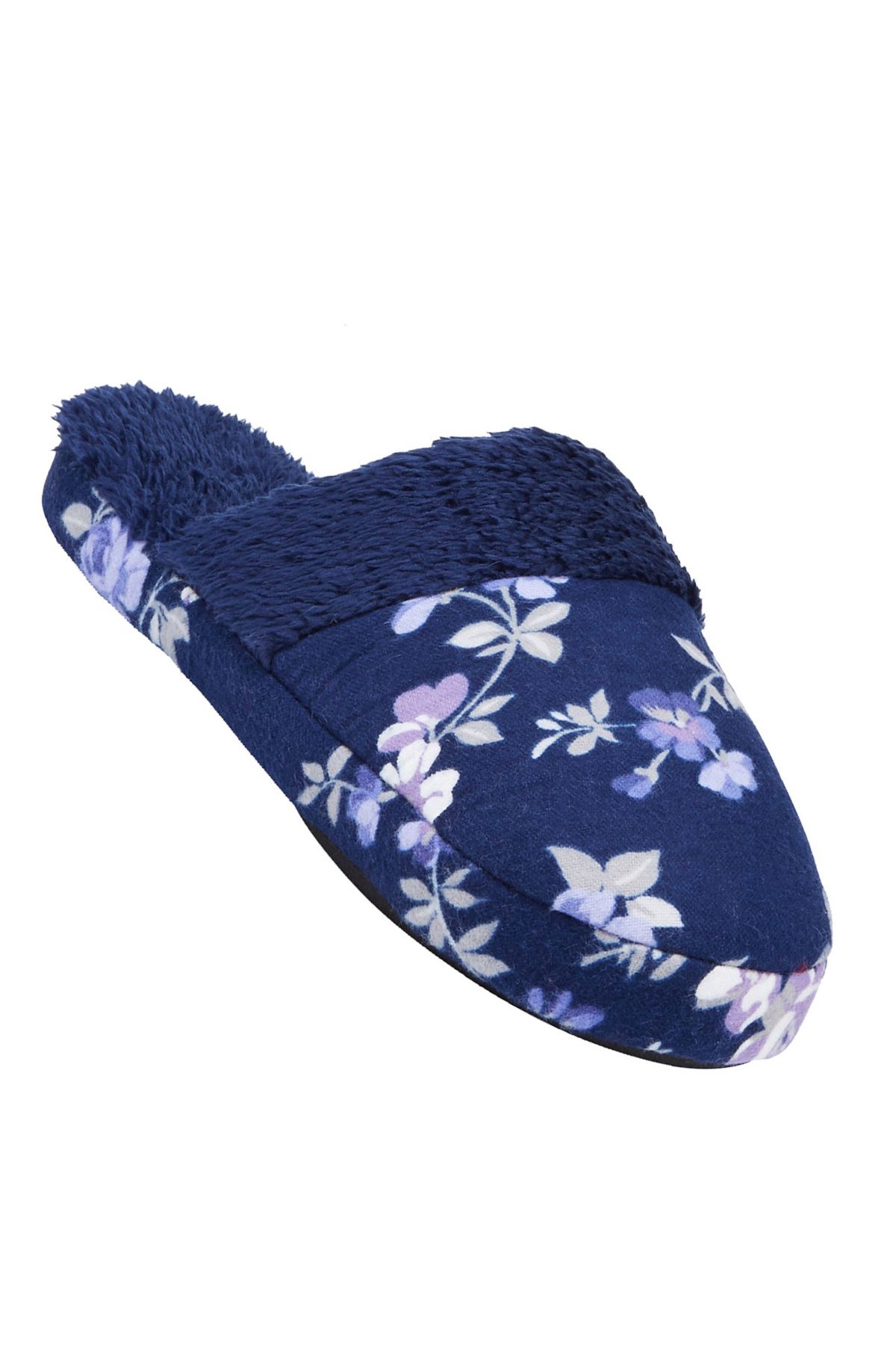 Charter Club Intimates Blue Rose-Garden Floral Flannel Slippers