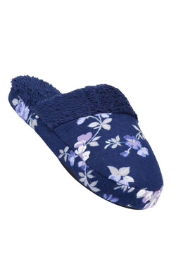 Charter Club Intimates Blue Rose-Garden Floral Flannel Slippers thumbnail 2