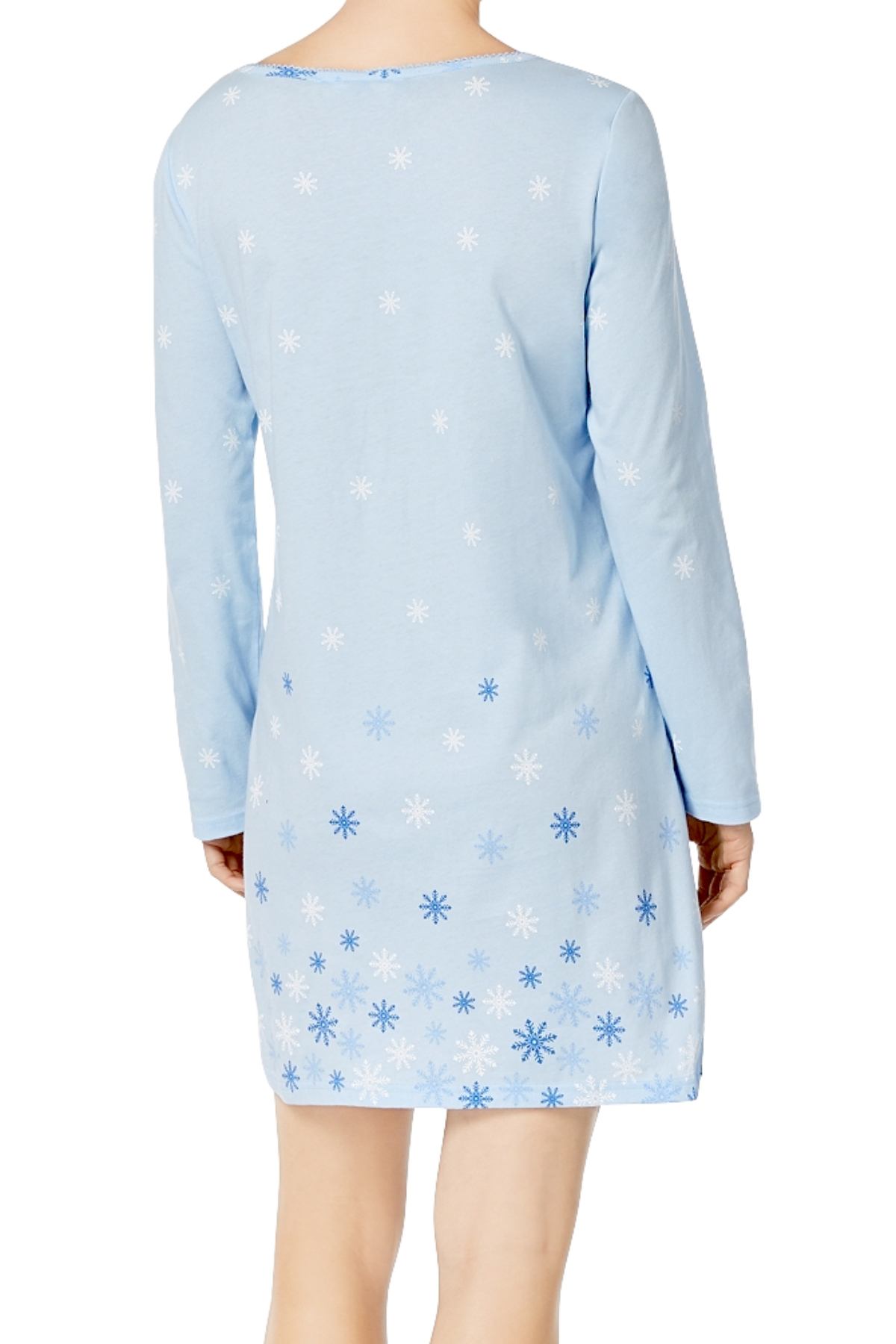 Charter Club Intimates Blue Snowflake Graphic-Print Cotton Sleepshirt