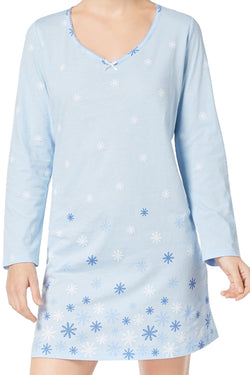 Charter Club Intimates Blue Snowflake Graphic-Print Cotton Sleepshirt thumbnail 2