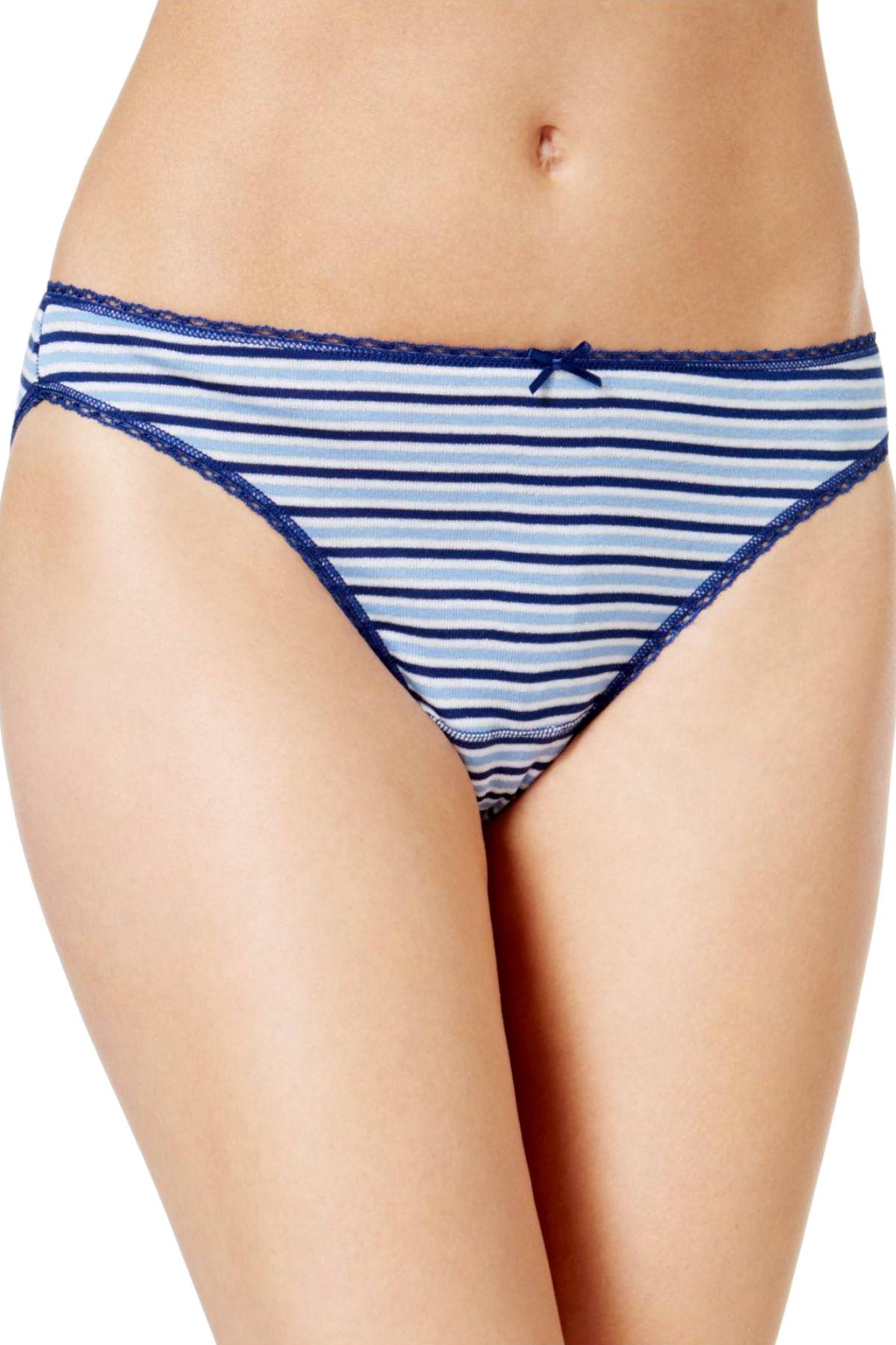 Charter Club Intimates Blue/Stripe Pretty Cotton Bikini Brief