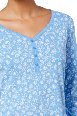 Charter Club Intimates Blue/White Dandelion-Printed Picot-Trim Sleepshirt thumbnail 3