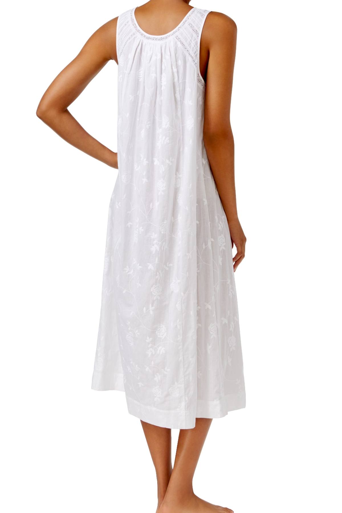 Charter Club Intimates Bright-White Lace-Trim Embroidered Night-Gown