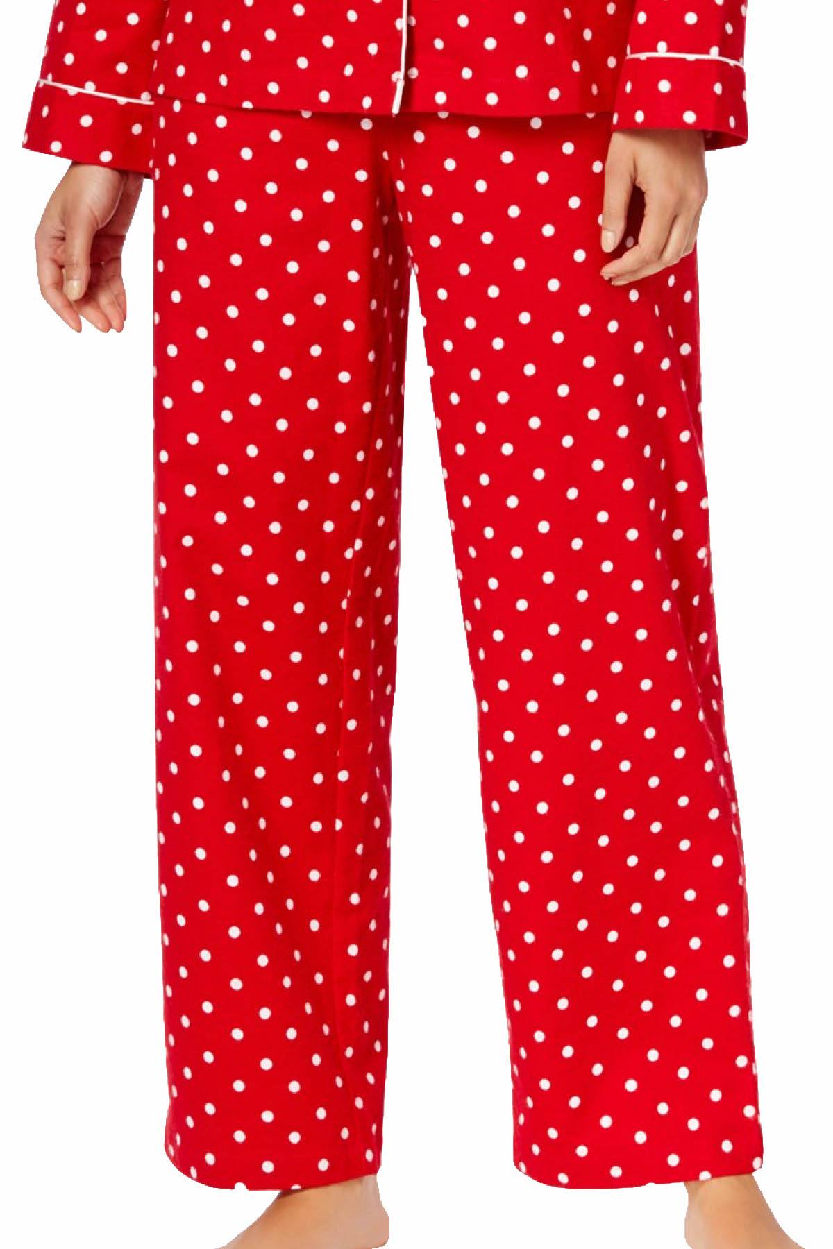 Charter Club Intimates Candy-Red Dot-Printed Cotton/Flannel Pajama Set