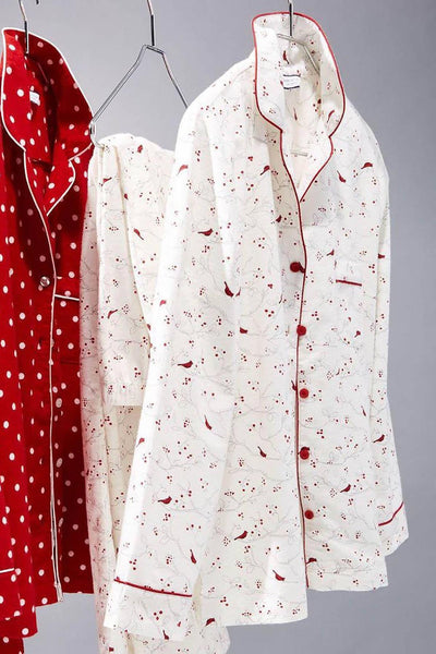 Charter Club Intimates Cardinal-Printed Cotton/Flannel Pajama Top