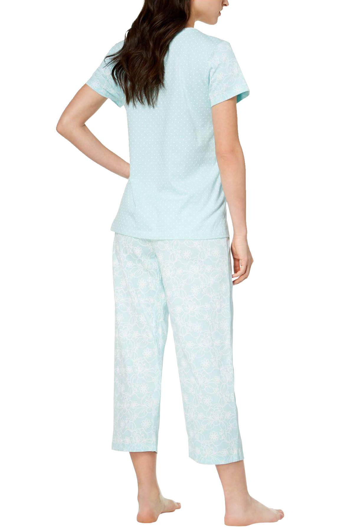 Charter Club Intimates Chain Stitch Print Cotton Knit Pajama Set