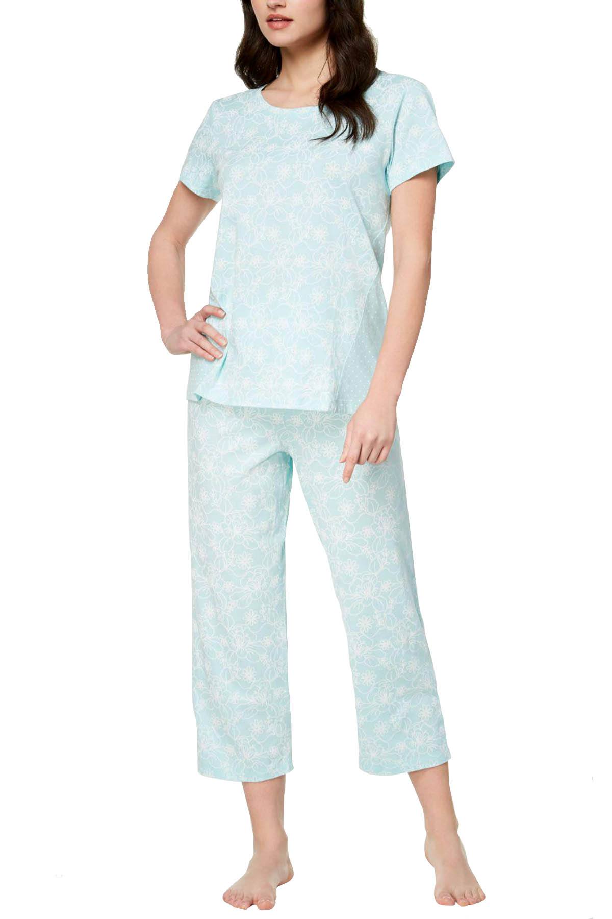 Charter Club Intimates Chain Stitch Print Cotton Knit Pajama Set