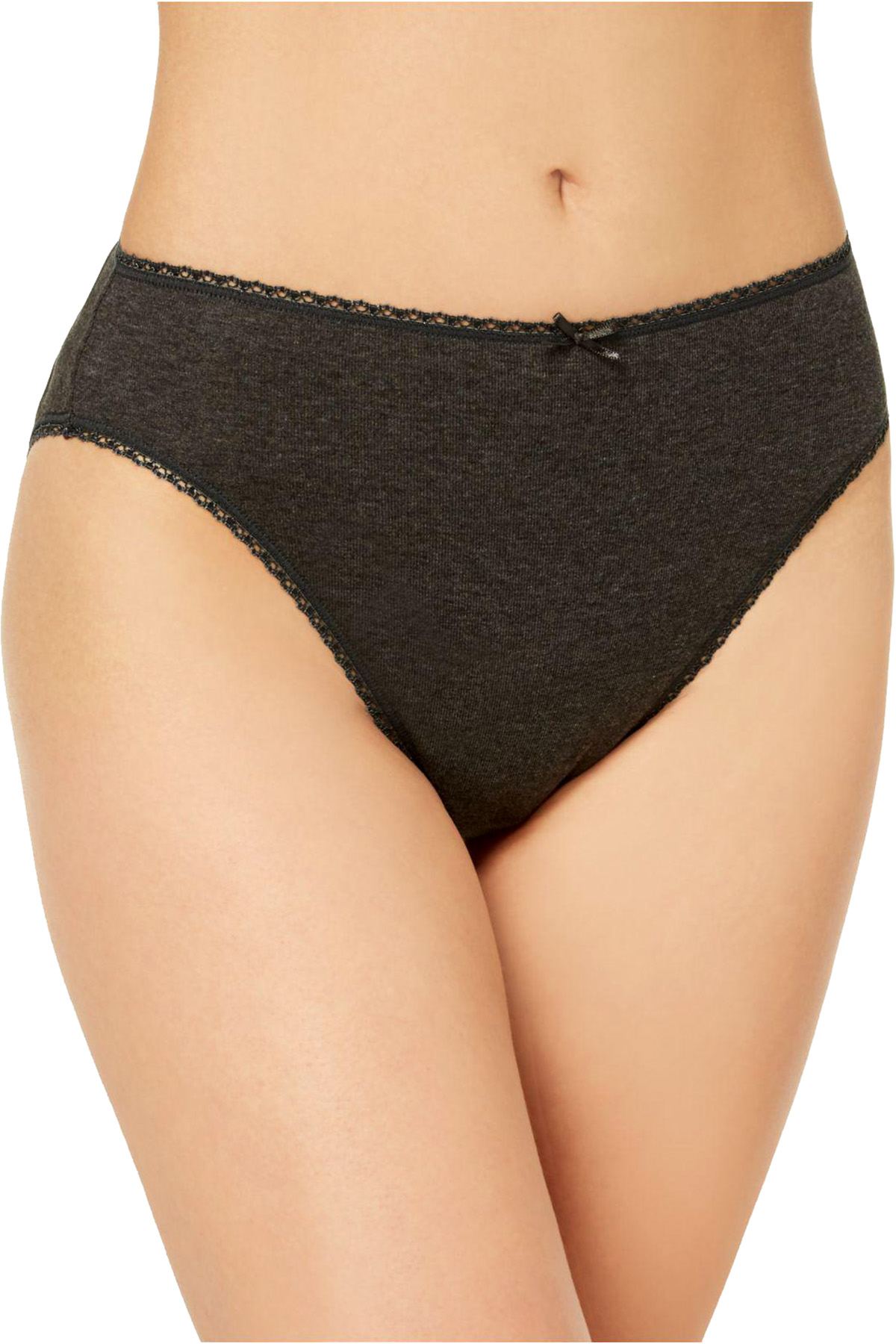 Charter Club Intimates Charcoal Heather Pretty Cotton High Cut Bikini Brief