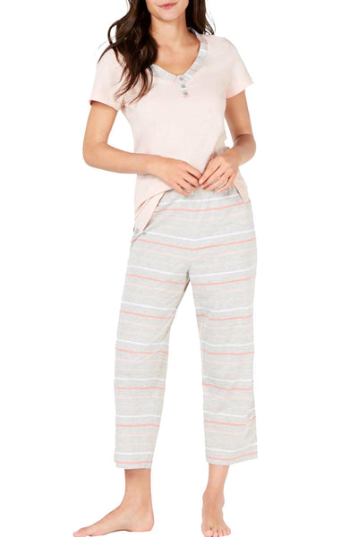 Charter Club Intimates Citrus Stripe Cotton Knit Pajama Set