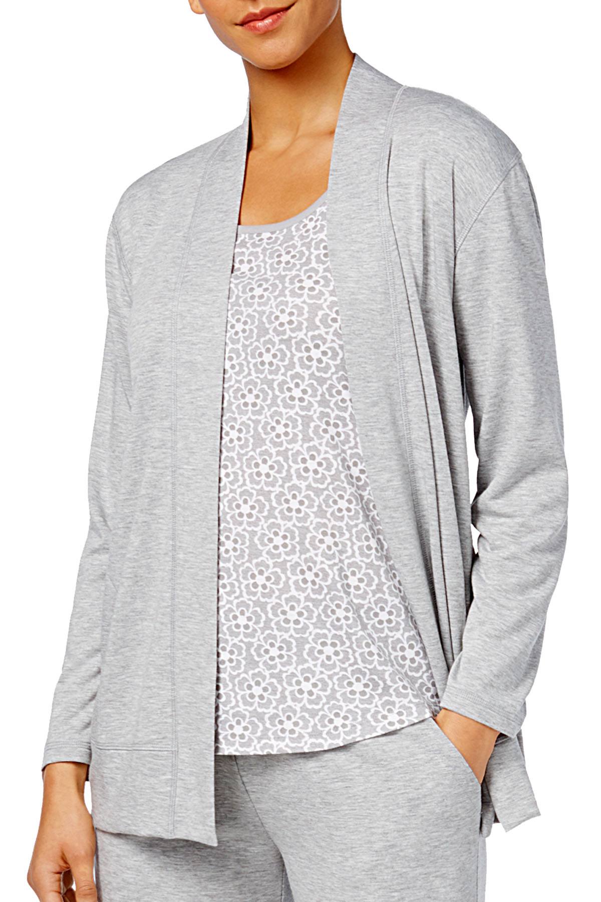 Charter Club Intimates Dove-Grey Open-Front Knit Lounge Cardigan