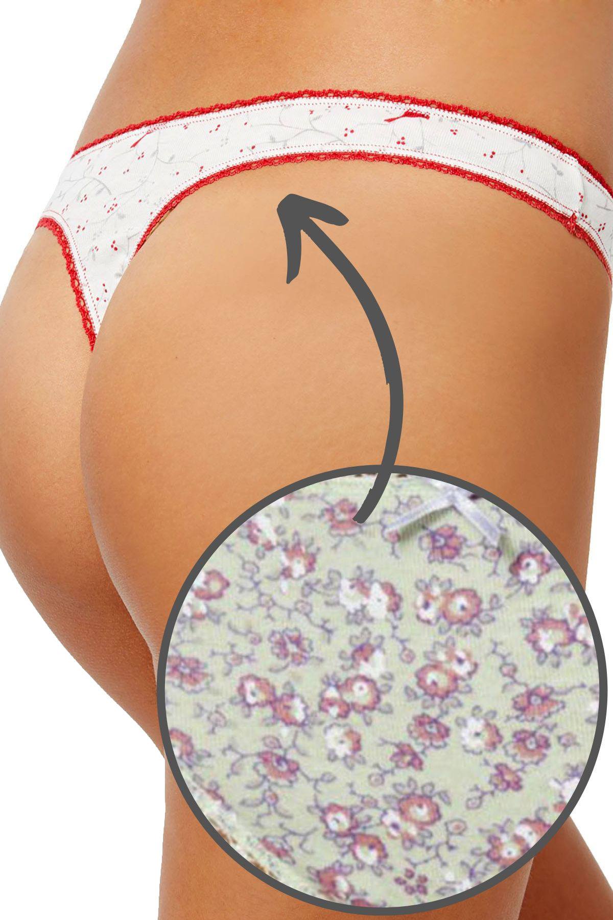 Charter Club Intimates Green Small-Floral Printed Pretty Cotton Thong