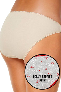 Charter Club Intimates Grey Holly-Berries Pretty Cotton Bikini Brief thumbnail 3