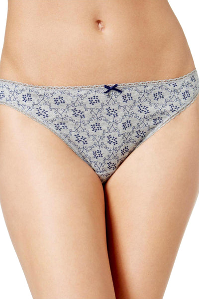 Charter Club Intimates Grey-Scroll Pretty Cotton Bikini Brief