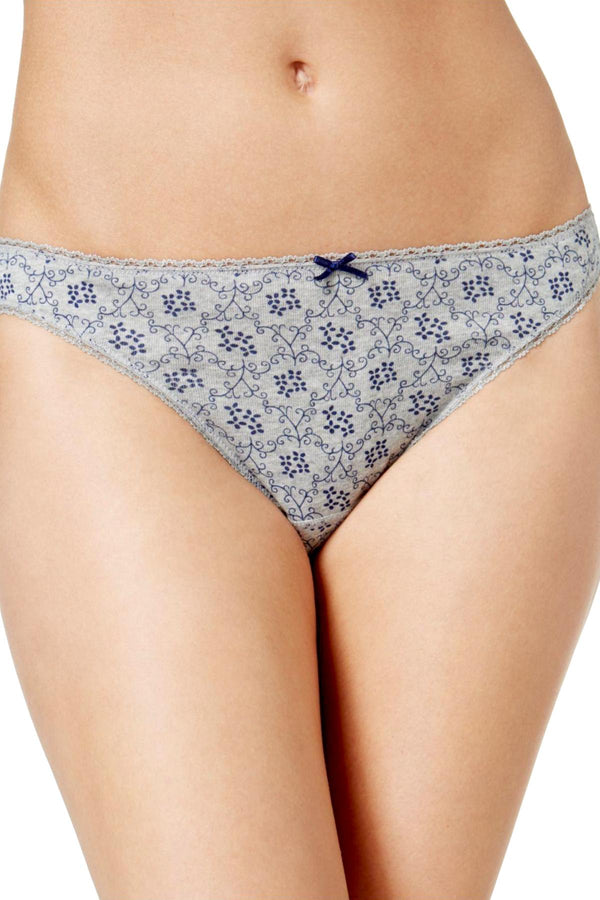 Charter Club Intimates Grey-Scroll Pretty Cotton Bikini Brief