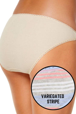 Charter Club Intimates Grey Variegated-Stripe Pretty Cotton Bikini Brief thumbnail 3